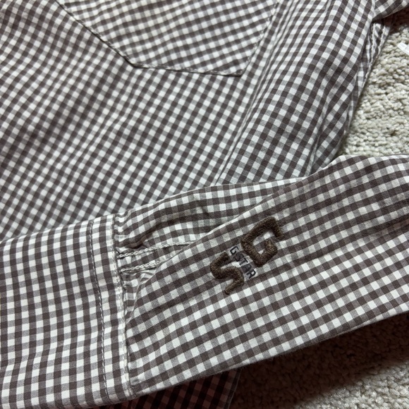 G Star Raw 3301 Southeast 5204 Western Brown Check Rare Long Sleeve Shirt Sz XL - Picture 3 of 7